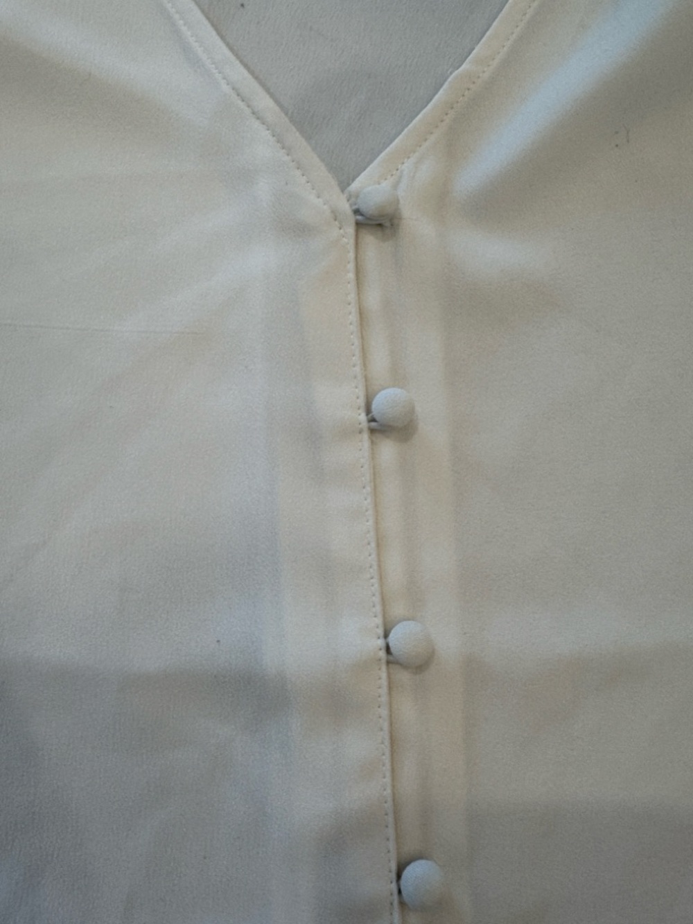 LOFT White Ruffle Sleeve Button-Front Shell - Picture 4 of 6
